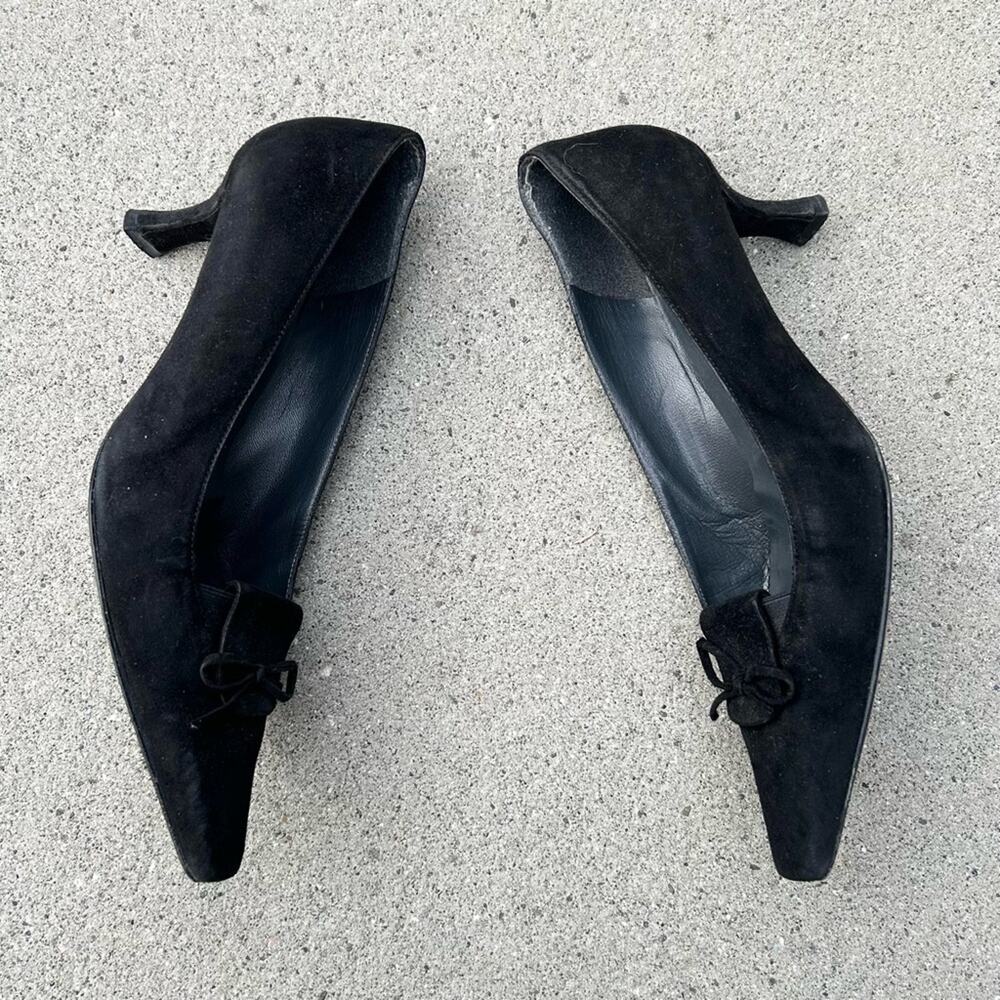 Stuart Weitzman Kitten Heel Vintage Y2K 00's Black Suede 7.5 - Picture 5 of 12